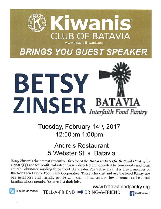 Guest Speaker Betsy Zinser Of The Batavia Food Pantry At Andres