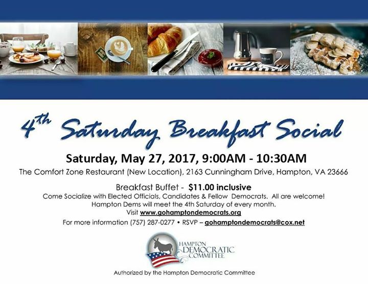Hampton Dems 4th Saturday Breakfast Social At Comfort Zone