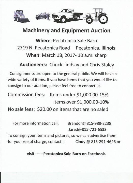 Machinery And Equipment Auction At Pecatonica Sale Barn Pecatonica