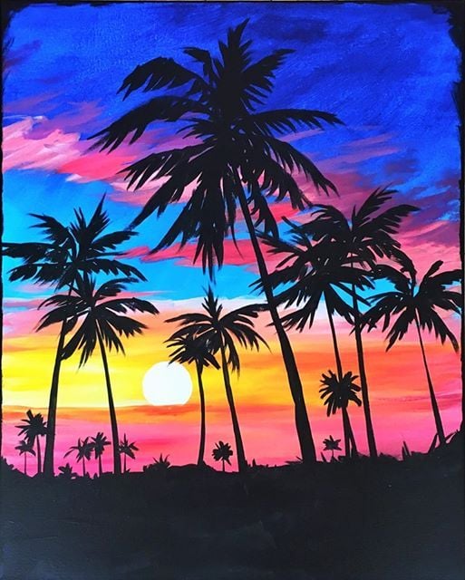 California Sunset Paint & Sip!, Uncorked Canvas Seattle, August 2 2019