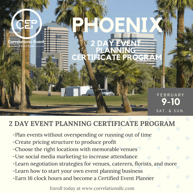 2 day phoenix event planning certificate program february 9 10 2019