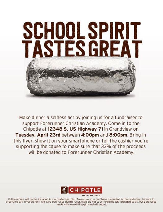 Forerunner Christian Academy Fundraiser At Chipolte Mexican Grill