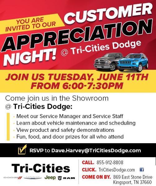Tri Cities Dodge >> Customer Appreciation Night At Tri Cities Chrysler Dodge Tri Cities Dodge >> Customer Appreciation Night At Tri Cities Chrysler Dodge