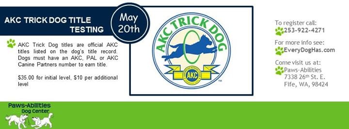 AKC Trick Dog Title Testing at Paws-Abilities Total Dog Center, Fife