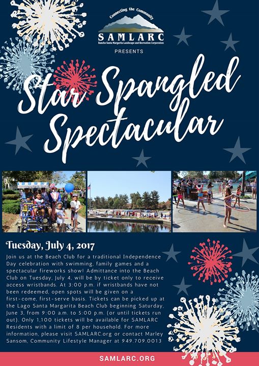 July 4th Star Spangled Spectacular at Lago Santa Margarita Beach Club