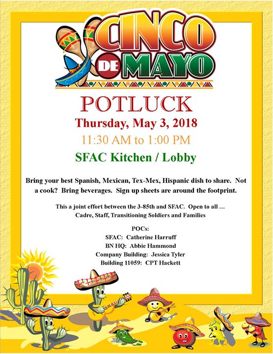 Cinco De Mayo Potluck Sign Up Sheet Template