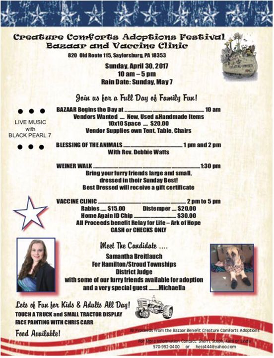 Adoption Festival Bazaar And Vaccine Clinic At 820 Old Route 115