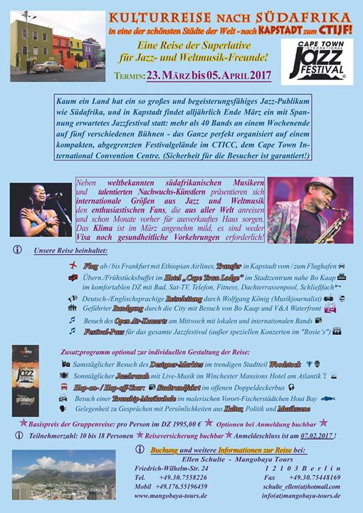 Reise Zum 18 International Jazzfestival Nach Kapstadt At Cape