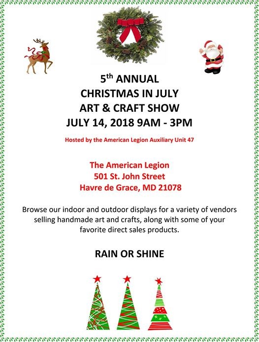 christmas in july art and craft show at joseph l davis post 47 maryland christmas show