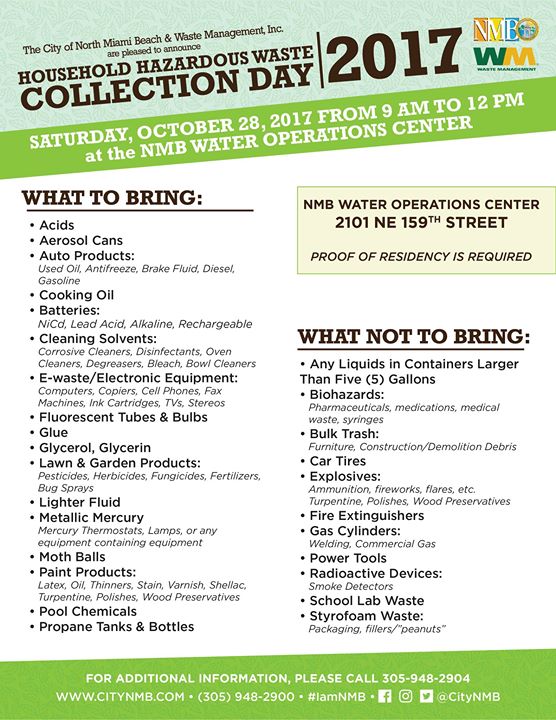 Household Hazardous Materials Disposal Day At North Miami Beach