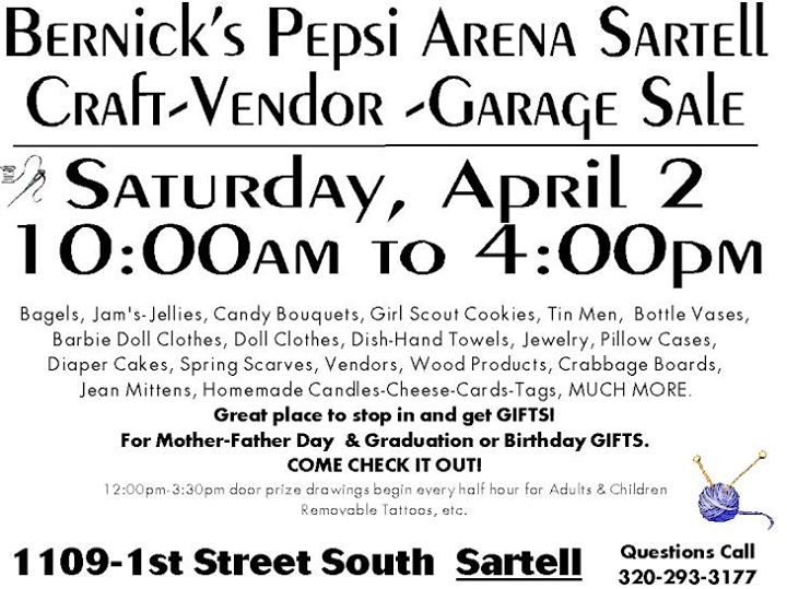 Craft Vendor Garage Sale In Sartell At Bernicks Arena 1109 1st