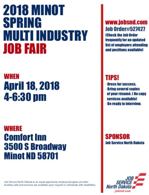 Multi Industry Job Fair At Comfort Inn 3420 S Broadway Minot Nd