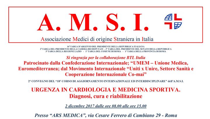 Ii Convegno Amsi Urgenza In Cardiologia E Medicina Sportiva