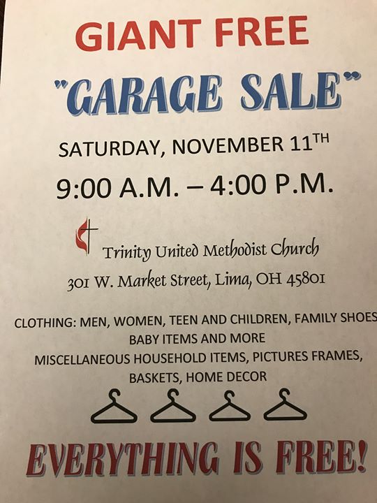 Free Garage Sale At Trinity United Methodist Church Lima Ohio Lima