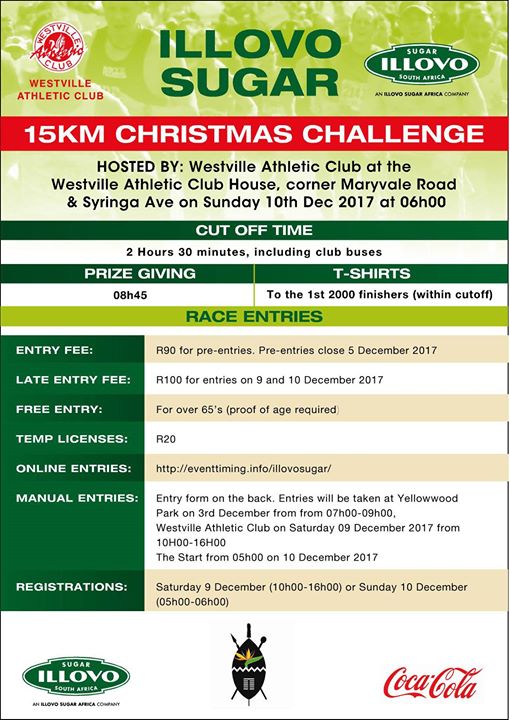Illovo Sugar 15Km Christmas Challenge 2017 at Westville Athletic Club