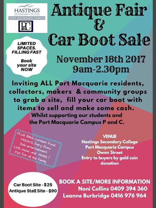 Antique Fair And Car Boot Sale At Hastings Secondary College