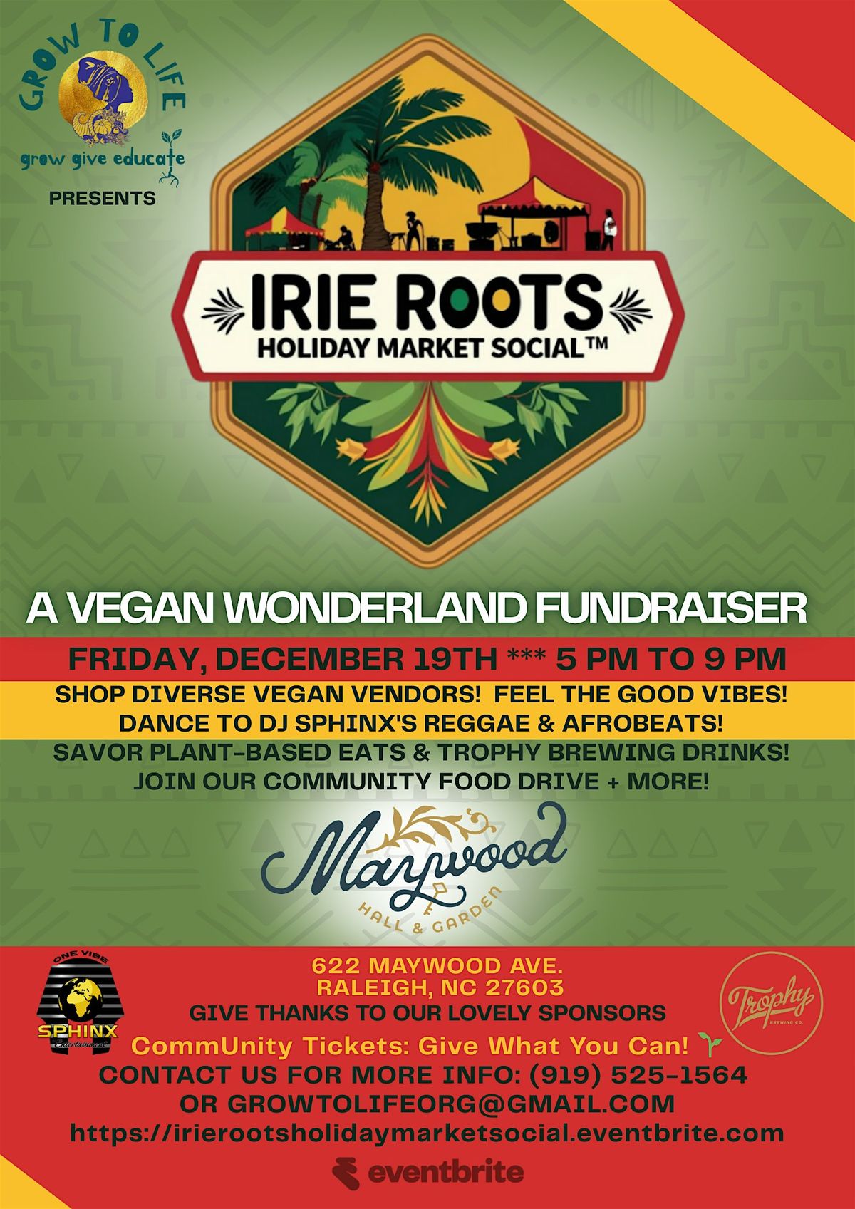 IRIE ROOTS HOLIDAY MARKET SOCIAL ™ FUNDRAISER, 19 December | Event in Raleigh | AllEvents
