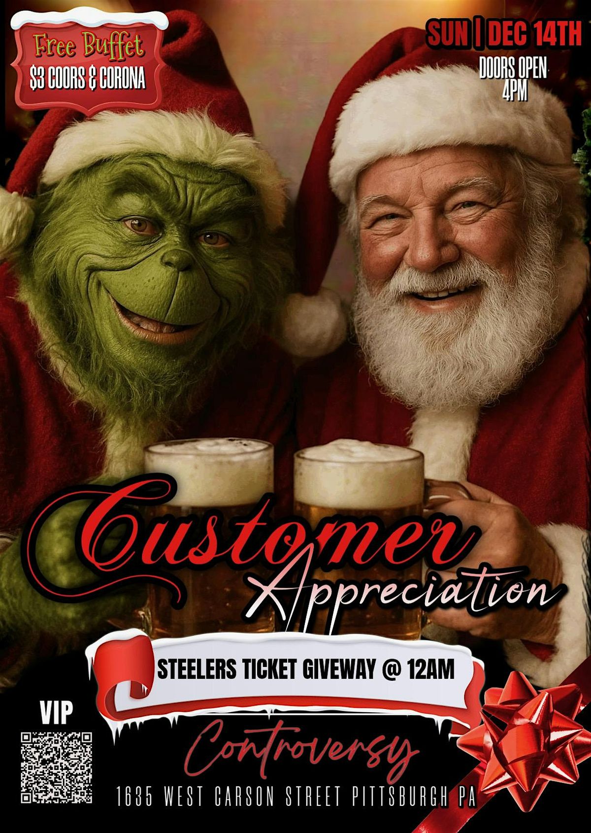 CUSTOMER APPRECIATION SUNDAY — HOLIDAY PARTY AT CLUB CONTROVERSY!, 14 December | Event in Pittsburgh | AllEvents