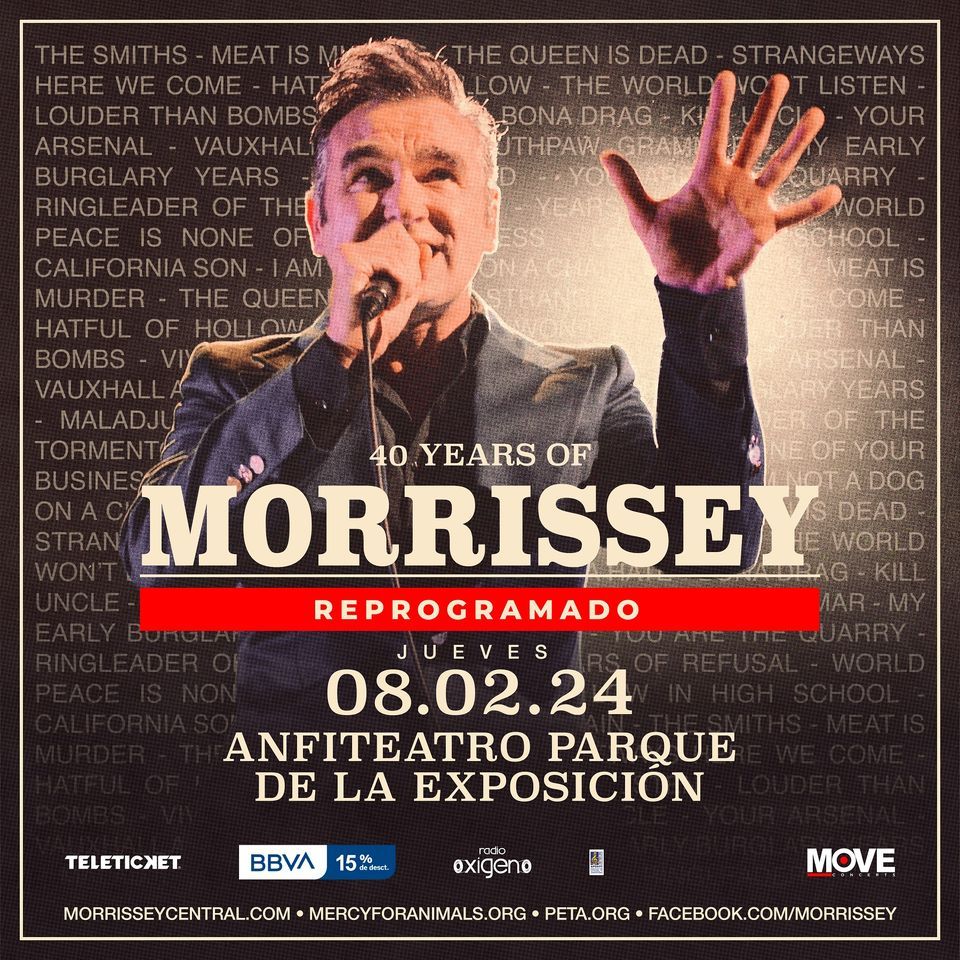 MORRISSEY en Lima (Evento Oficial), Anfiteatro Del Parque De La Exposicion, Lima, February 8 2024 | AllEvents.in
