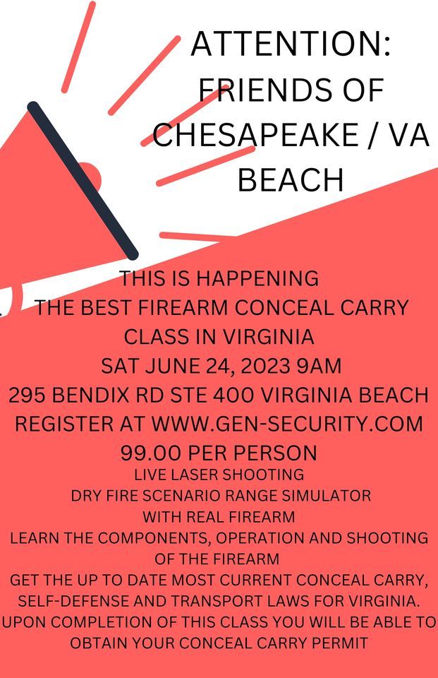 Hampton Roads Firearm Conceal Carry W/SelfDefense and transport laws