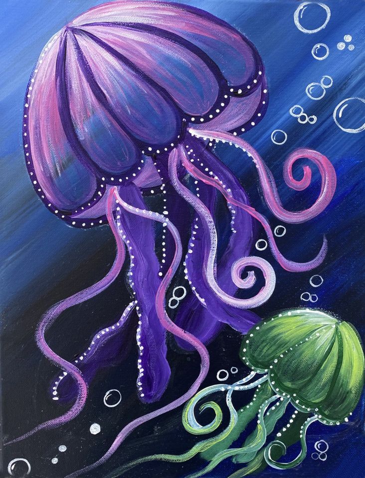 All ages Jellyfish 11am1pm June 10th Paint Event, Tipsy Canvas Paint