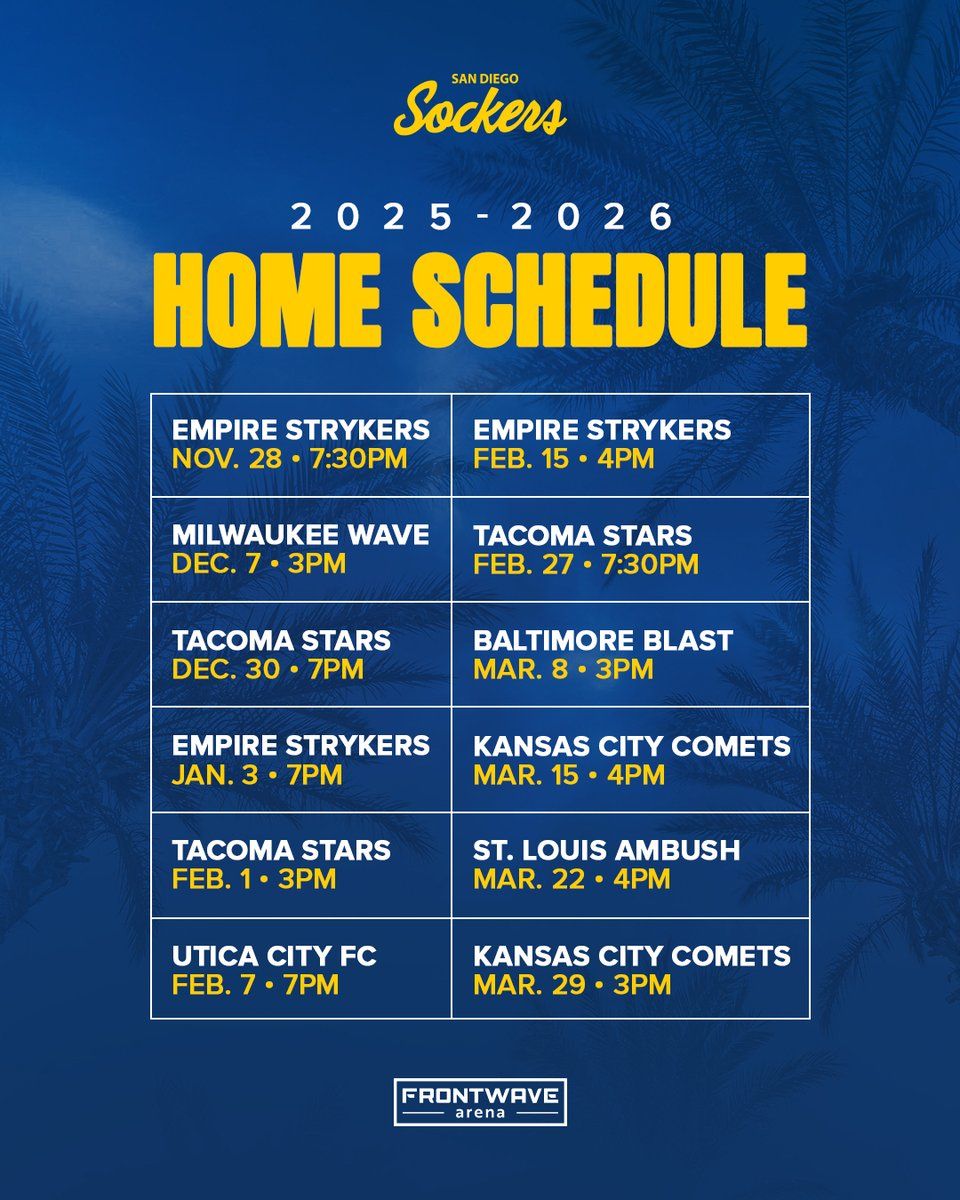 San Diego Sockers vs. Baltimore Blast, 7 March | Event in Oceanside | AllEvents