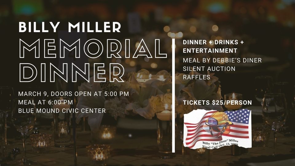 Billy Miller Memorial Dinner, Blue Mound Civic Center, March 9 2024