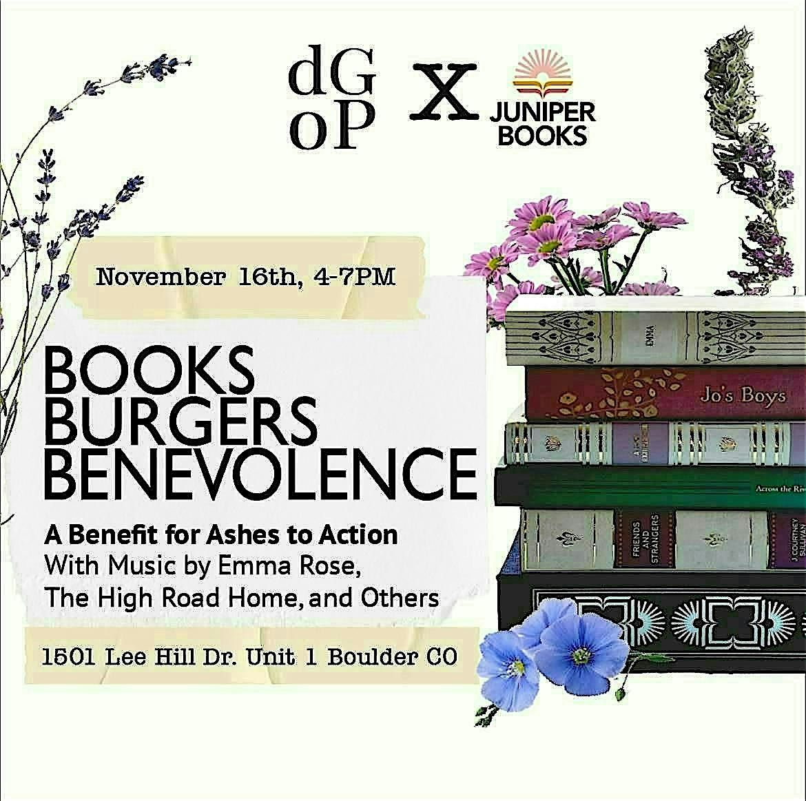 DGOP x Juniper Books Nederland Benefit, 16 November | Event in Boulder | AllEvents