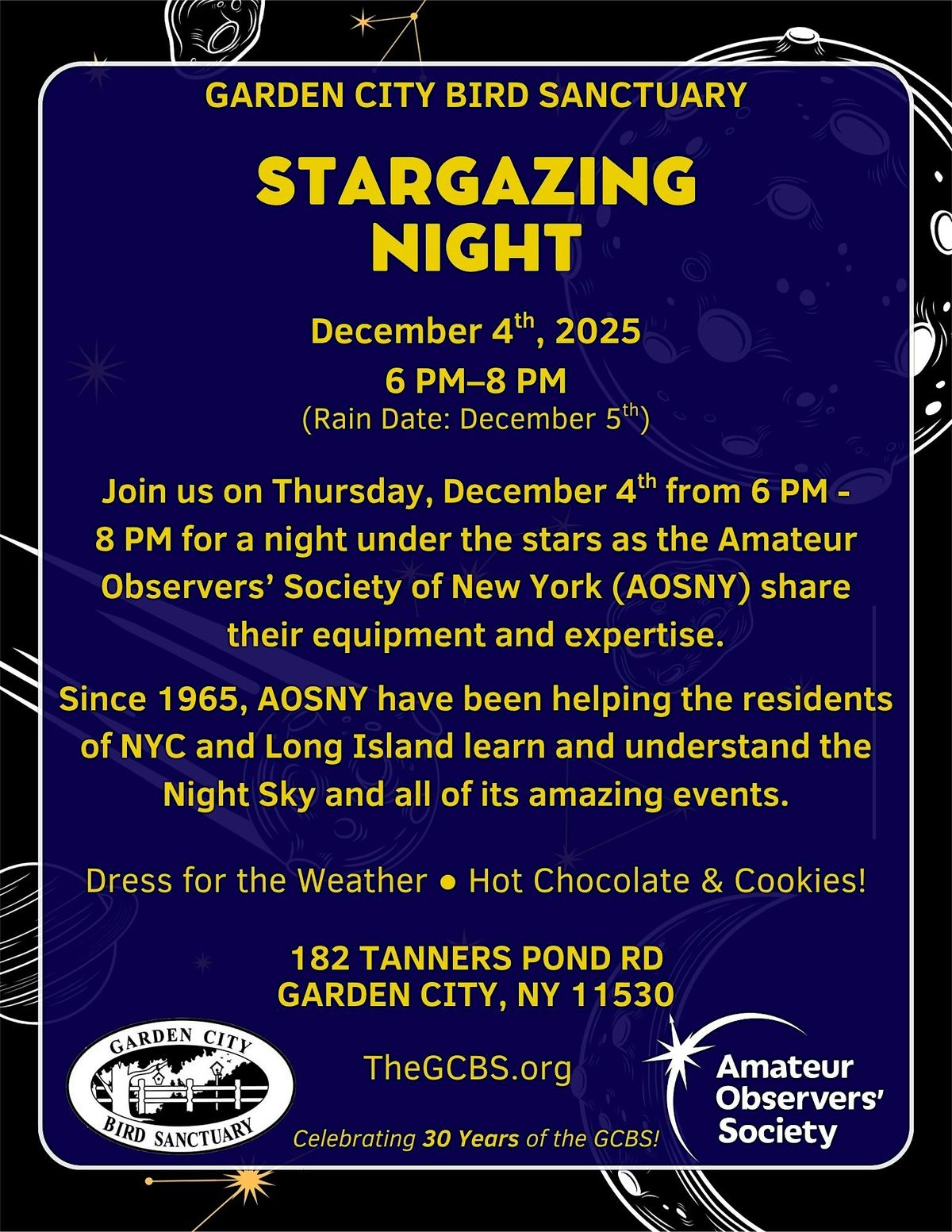 Stargazing Night at GCBS, 4 December | Event in Garden City | AllEvents