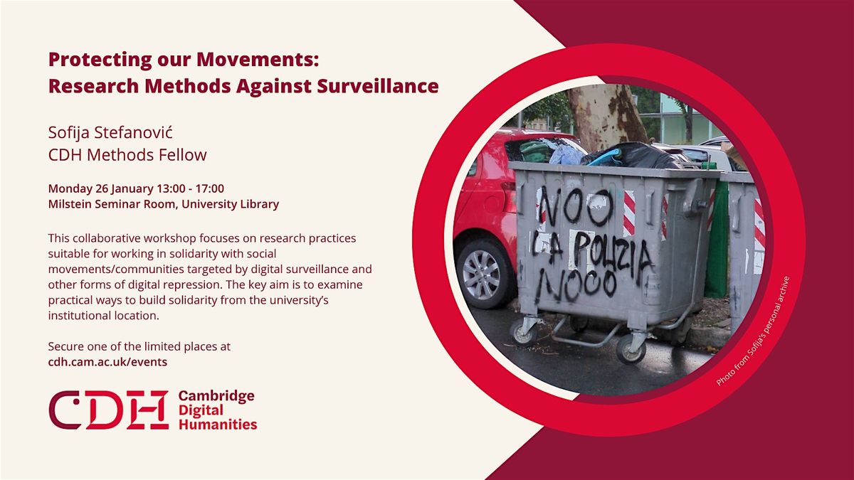 Protecting our Movements: Research Methods against Surveillance, 26 January | Event in Cambridge | AllEvents