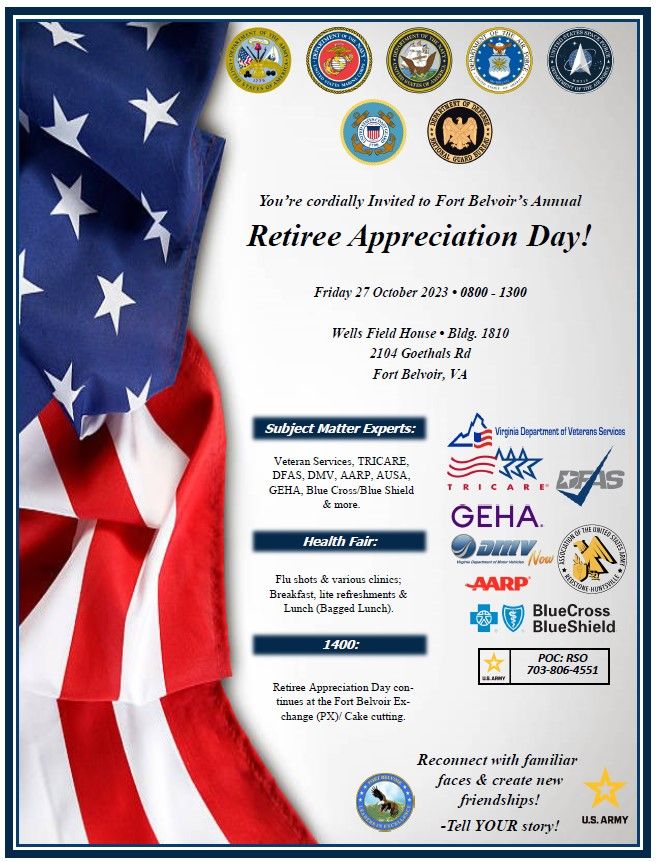 Fort Belvoirs Annual Retiree Appreciation Day, Wells Field House, Fort Belvoir, 27 October 2023