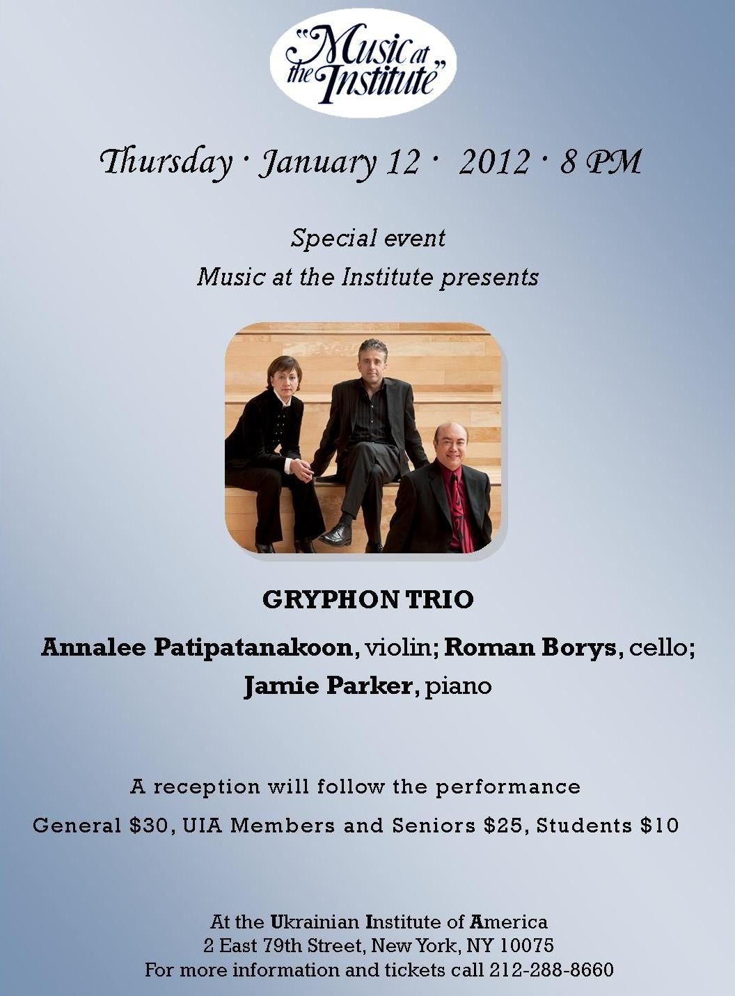 Gryphon Trio at Vernon and District Performing Arts Centre, 13 November | Event in Vernon | AllEvents