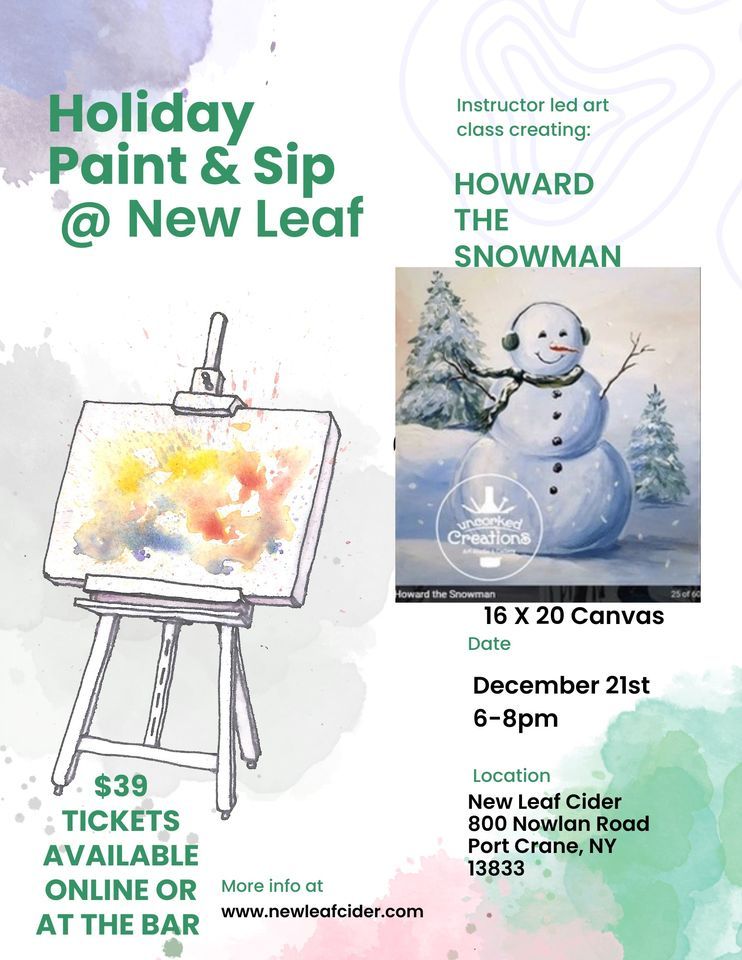 Holiday Paint & Sip New Leaf, New Leaf Cider Co., Port Crane