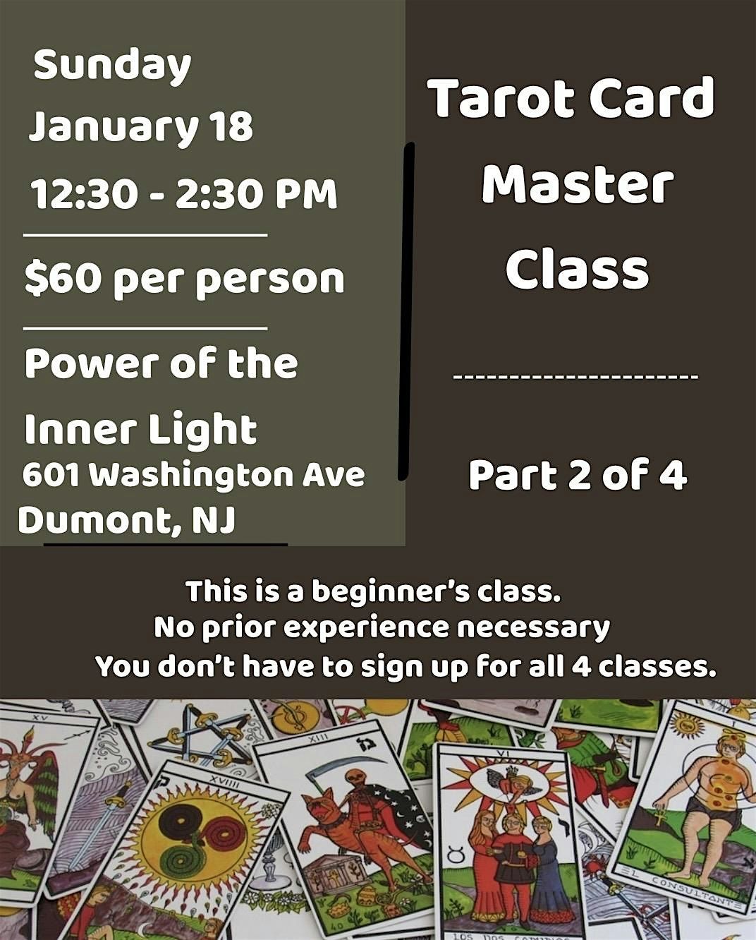 Tarot Card Master Class Part 2 of 4, 18 January | Event in Dumont | AllEvents