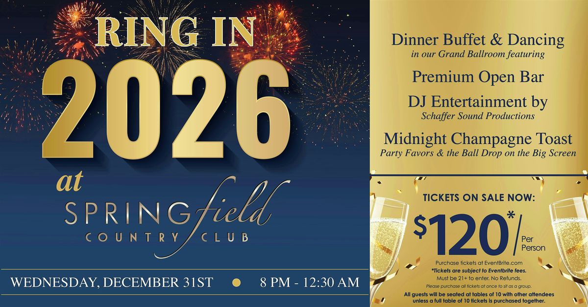 Ring in the New Year at Springfield Country Club!, 31 December | Event in Springfield | AllEvents