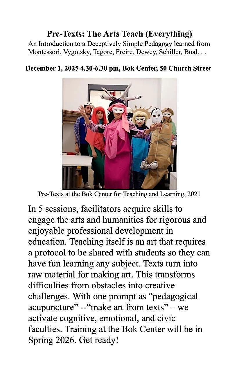 Pre-Texts - The Arts Teach (EveryThing), 1 December | Event in Cambridge | AllEvents