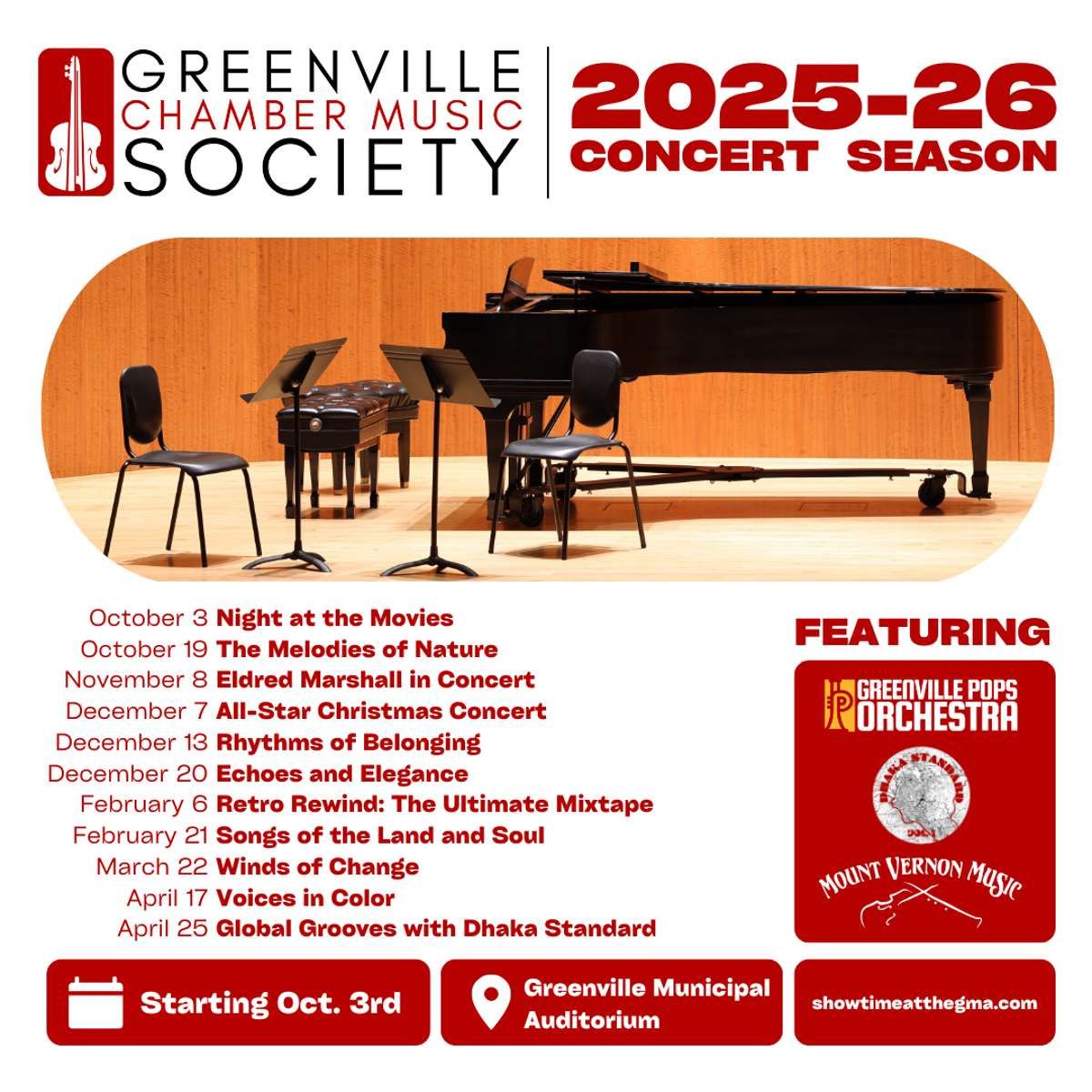 Greenville Chamber Music Society: Global Grooves, 24 April | Event in Greenville | AllEvents