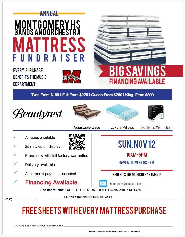 Montgomery High School Viking Band Mattress Fundraiser! , Montgomery