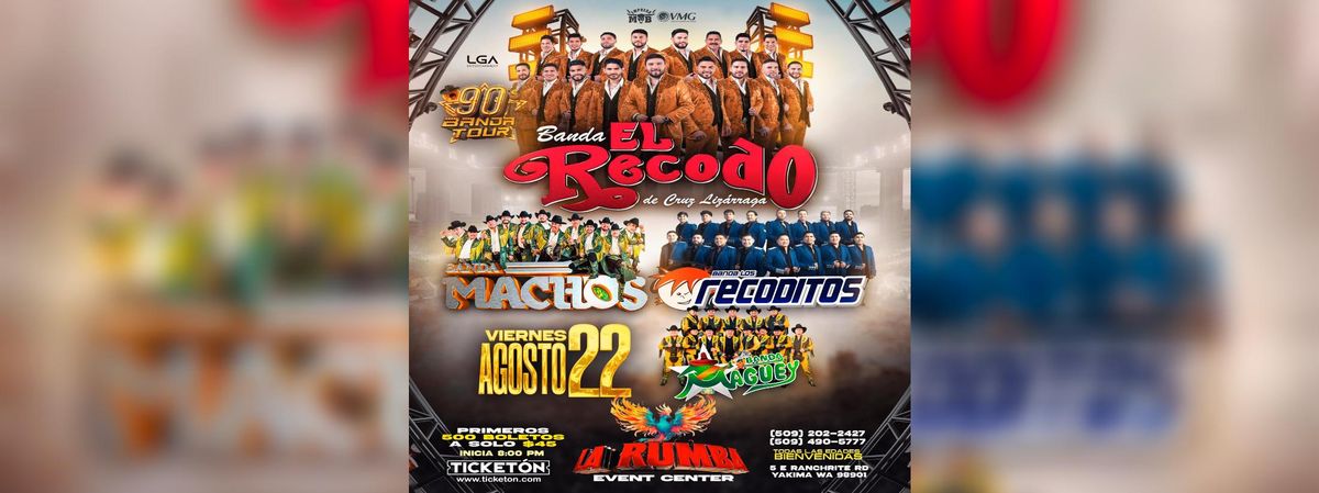 EL RECODO, BANDA LOS RECODITOS, BANDA MACHOS, BANDA MAGUEY in Yakima, 22 August | Event in Yakima | AllEvents