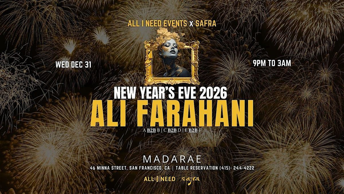 NYE 2026 with ALI FARAHANI at MadaRae, 31 December | Event in San Francisco | AllEvents