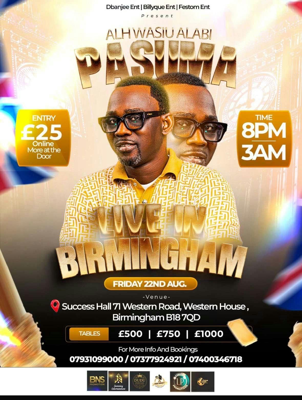 PASUMA LIVE , 22 August | Event in Birmingham | AllEvents