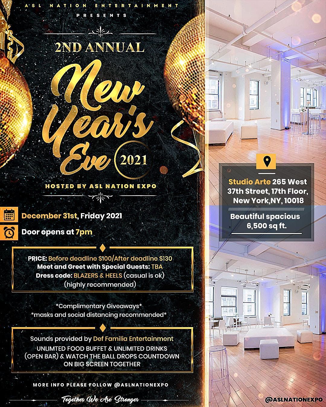 2nd Annual New Years Eve 2021 Party Studio Arte New York December 31 To January 1 Allevents In Events In September 2022 Infoplease