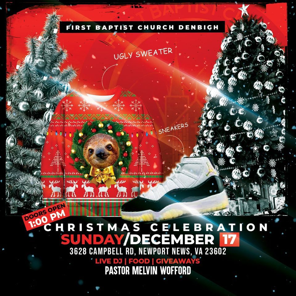 Christmas Celebration Ugly Sweater And Sneakers, First Baptist Church