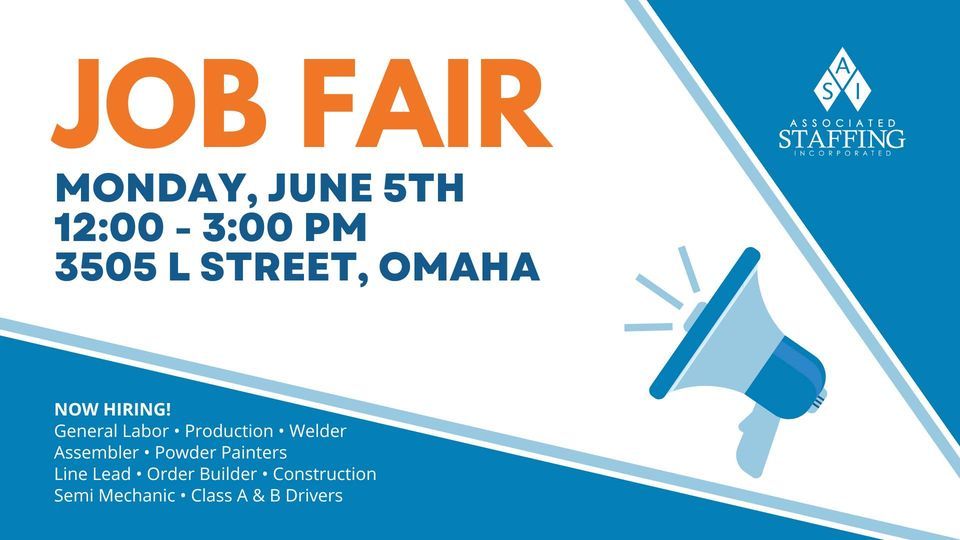 Associated Staffing Omaha Job Fair, 3505 L St, Omaha, NE 681072565