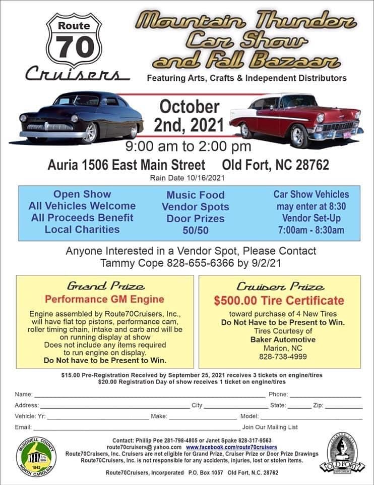 Mountain Thunder Car Show and Fall Bazaar, Auria Solutions, Old Fort, 2