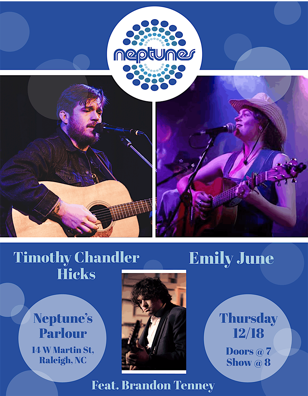 Timothy Chandler Hicks // Emily June // Brandon Tenney, 18 December | Event in Raleigh | AllEvents