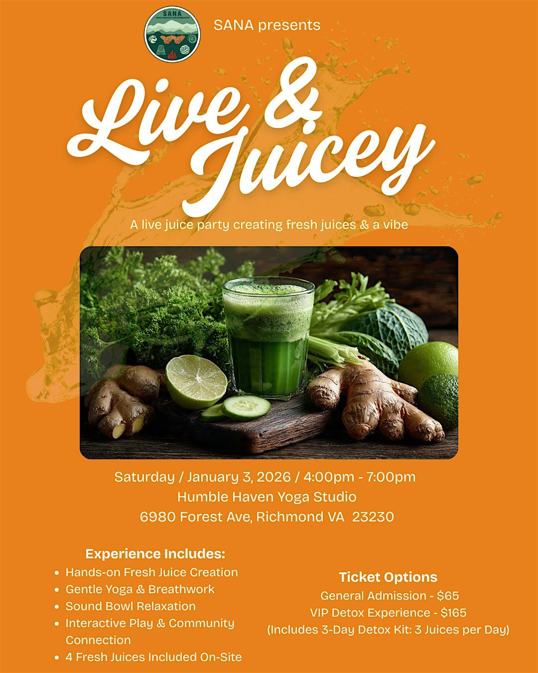 Live & Juicy (A Live Juice Party & A Vibe), 3 January | Event in Richmond | AllEvents