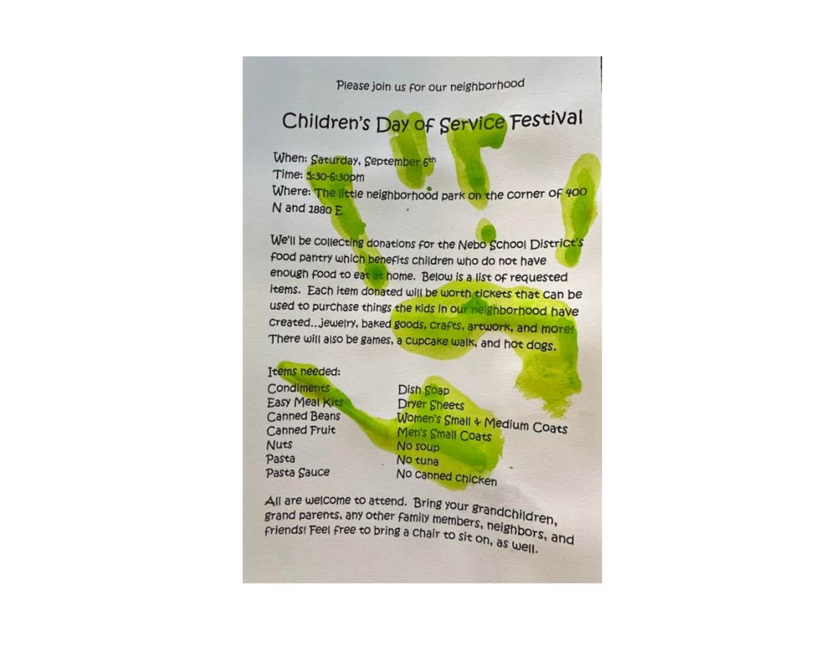 Children's Day of Service Festival, 6 September | Event in Spanish Fork | AllEvents