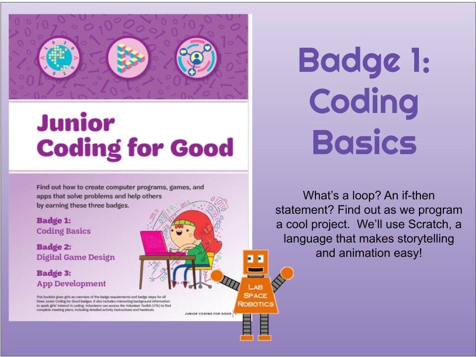 Junior Coding for Good-Badge 1 Coding Basics, online via Zoom, Holts ...