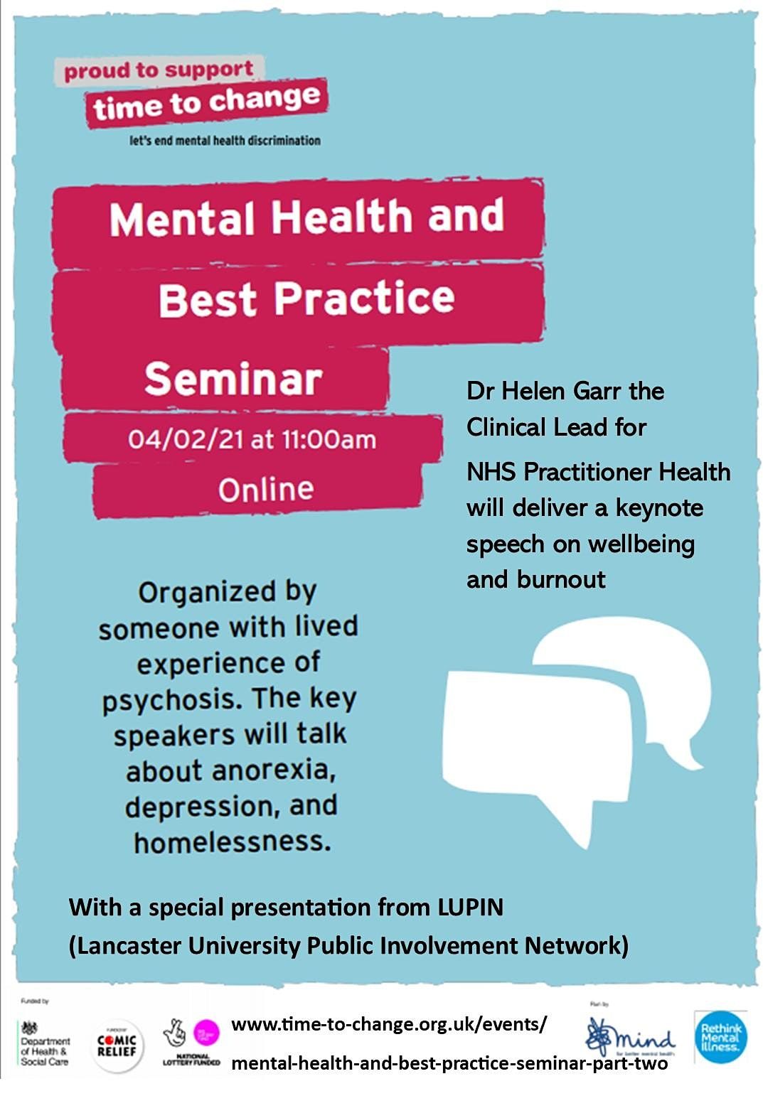 Mental Health Best Practice Seminar Part Two Online Time To Talk Day February 4 21 Online Event Allevents In